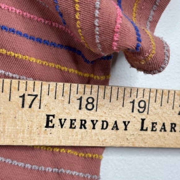 Marine Layer Embroidered Stripe T Shirt XS Burnt Orange Babydoll Beach Boho Y2K - Picture 7 of 8